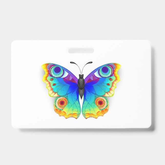 Rainbow Butterfly Peacock Eye Badge (Front)