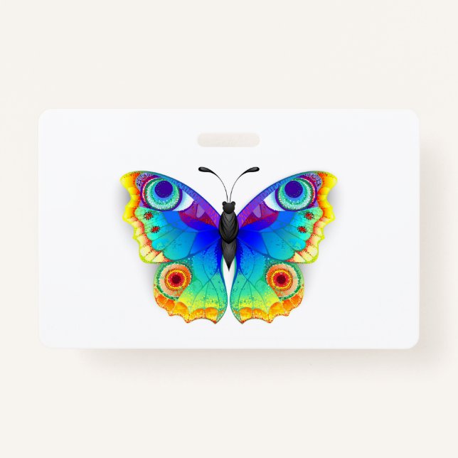Rainbow Butterfly Peacock Eye Badge (Front)