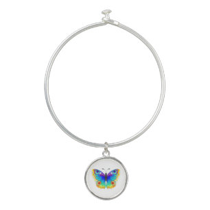 Rainbow Butterfly Peacock Eye Bangle Bracelet