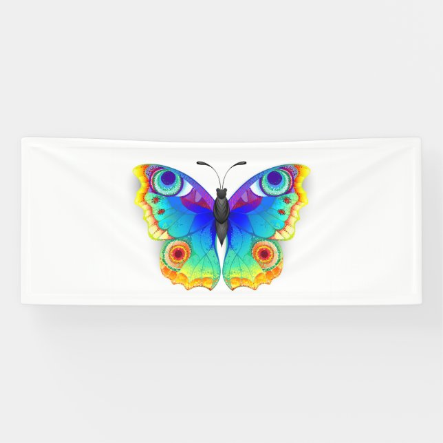 Rainbow Butterfly Peacock Eye Banner (Horizontal)