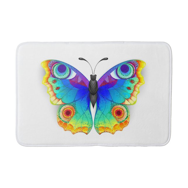 Rainbow Butterfly Peacock Eye Bath Mat (Front)