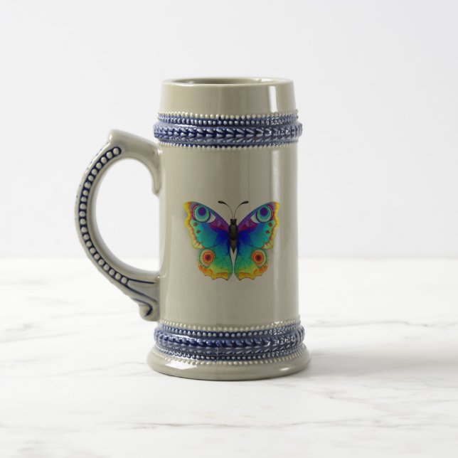 Rainbow Butterfly Peacock Eye Beer Stein (Left)