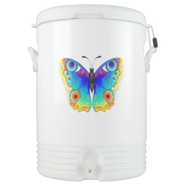 Rainbow Butterfly Peacock Eye Beverage Cooler (Front)