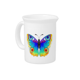 Rainbow Butterfly Peacock Eye Beverage Pitcher