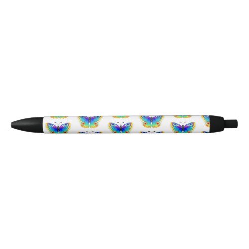 Rainbow Butterfly Peacock Eye Black Ink Pen