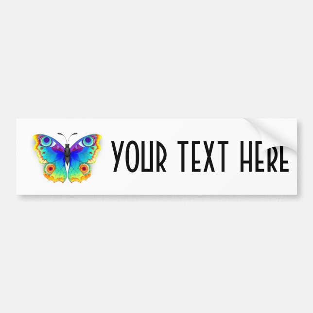 Rainbow Butterfly Peacock Eye Bumper Sticker (Front)