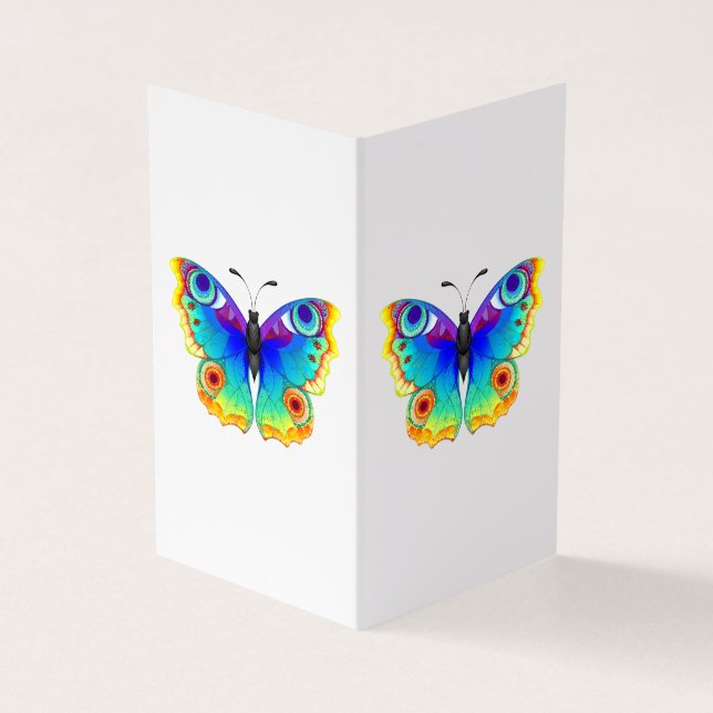 Rainbow Butterfly Peacock Eye Business Card (Outside)