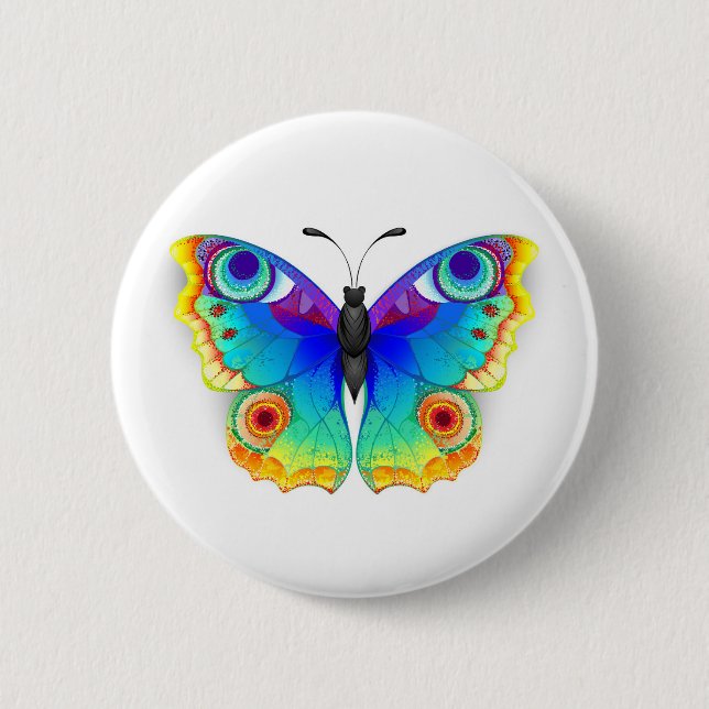 Rainbow Butterfly Peacock Eye Button (Front)