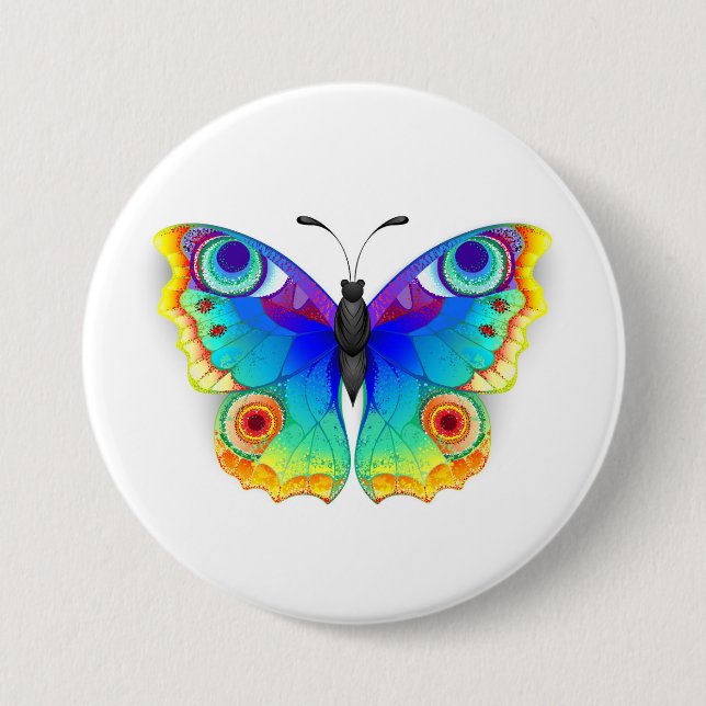 Rainbow Butterfly Peacock Eye Button (Front)
