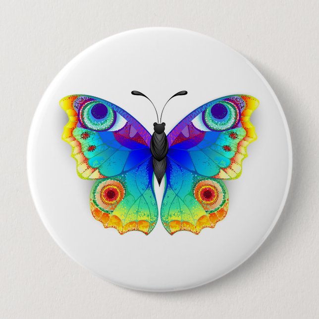 Rainbow Butterfly Peacock Eye Button (Front)