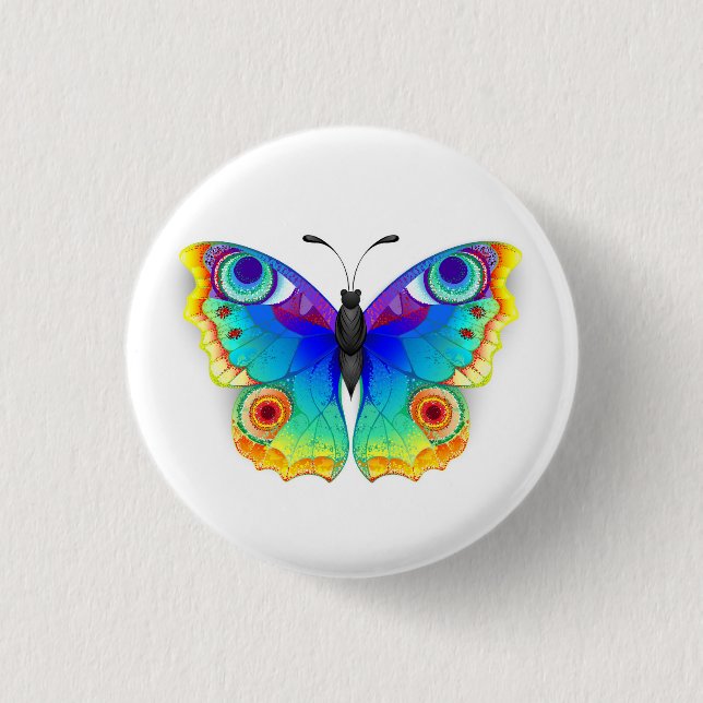 Rainbow Butterfly Peacock Eye Button (Front)