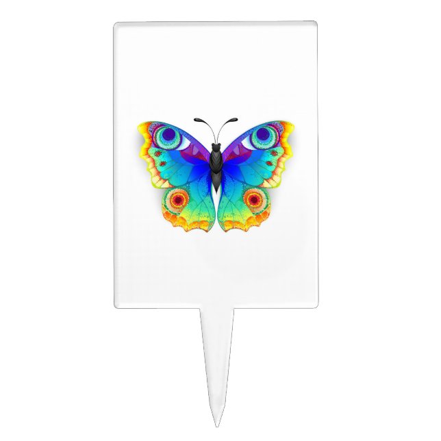 Rainbow Butterfly Peacock Eye Cake Topper (Front)