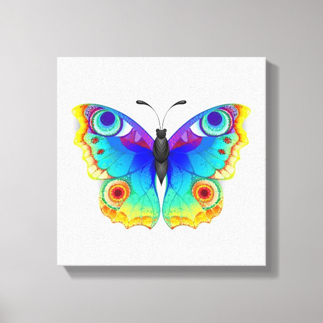 Rainbow Butterfly Peacock Eye Canvas Print (Front)