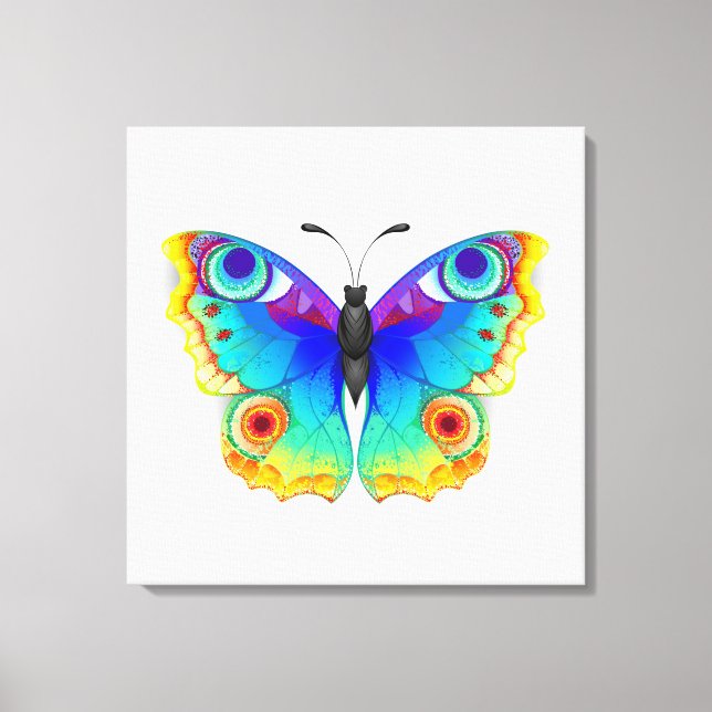Rainbow Butterfly Peacock Eye Canvas Print (Front)