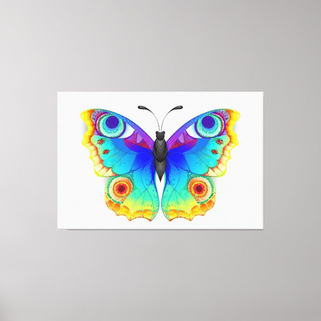 Rainbow Butterfly Peacock Eye Canvas Print (Front)