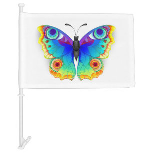 Rainbow Butterfly Peacock Eye Car Flag