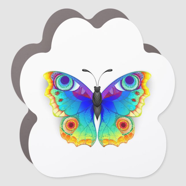 Rainbow Butterfly Peacock Eye Car Magnet (Front)