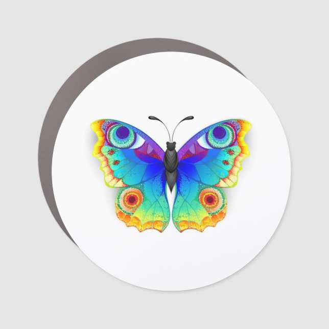 Rainbow Butterfly Peacock Eye Car Magnet (Front)