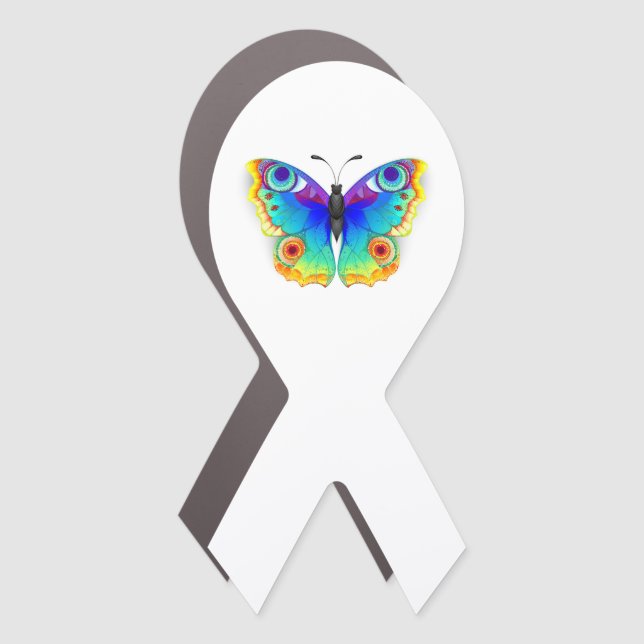 Rainbow Butterfly Peacock Eye Car Magnet (Front)