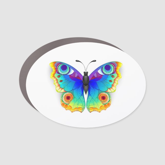 Rainbow Butterfly Peacock Eye Car Magnet (Front)