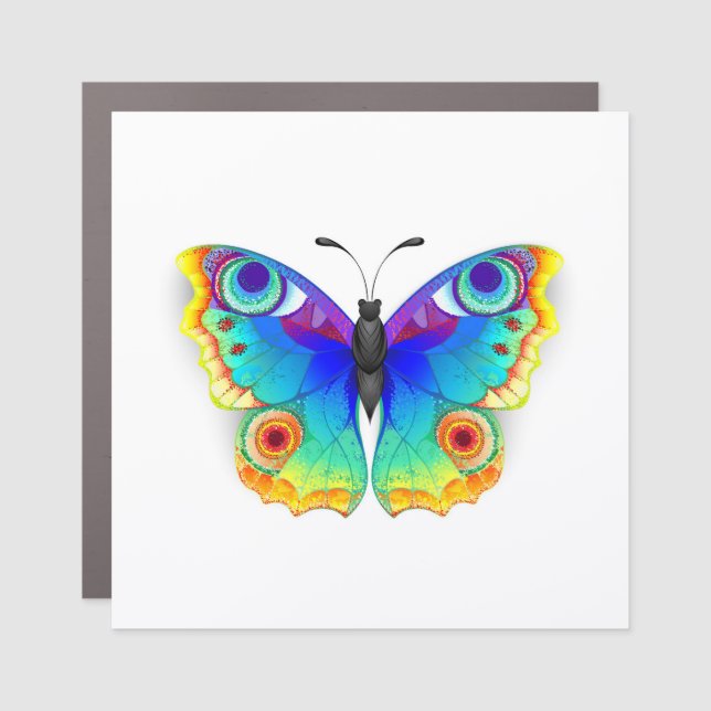 Rainbow Butterfly Peacock Eye Car Magnet (Front)