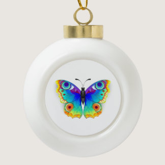 Rainbow Butterfly Peacock Eye Ceramic Ball Christmas Ornament