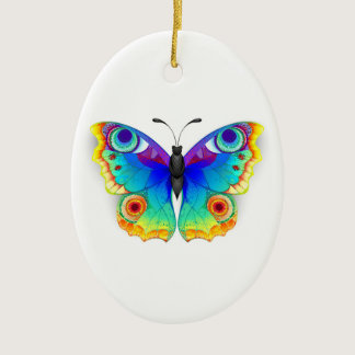 Rainbow Butterfly Peacock Eye Ceramic Ornament