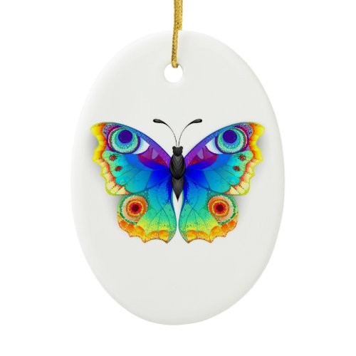 Rainbow Butterfly Peacock Eye Ceramic Ornament