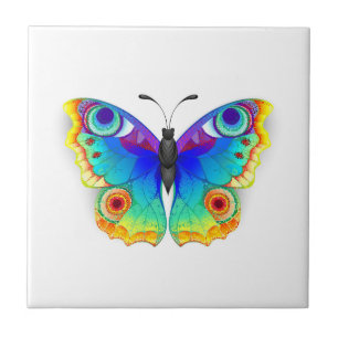 Rainbow Butterfly Peacock Eye Ceramic Tile