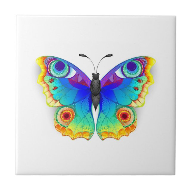 Rainbow Butterfly Peacock Eye Ceramic Tile (Front)