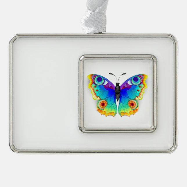 Rainbow Butterfly Peacock Eye Christmas Ornament (Front)