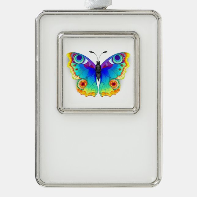 Rainbow Butterfly Peacock Eye Christmas Ornament (Front)