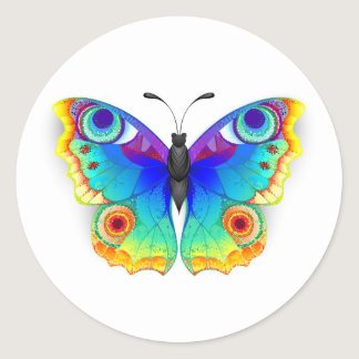 Rainbow Butterfly Peacock Eye Classic Round Sticker