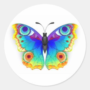 Rainbow Butterfly Peacock Eye Classic Round Sticker