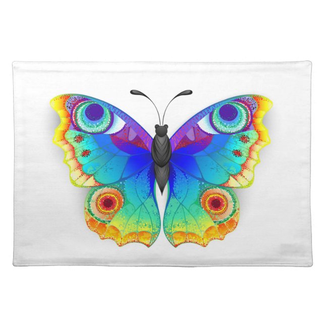 Rainbow Butterfly Peacock Eye Cloth Placemat (Front)