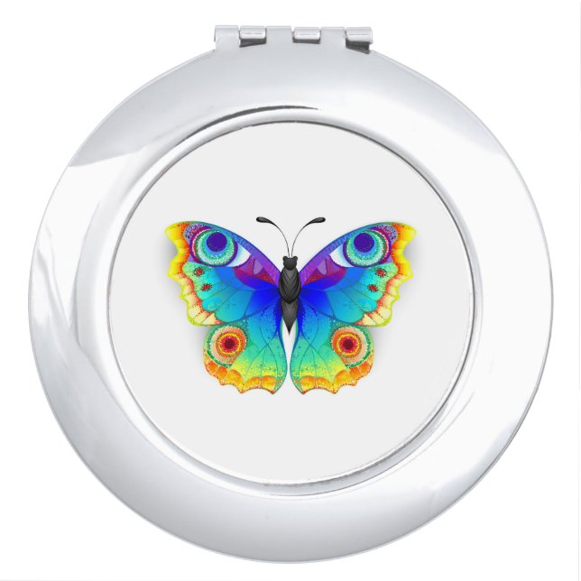 Rainbow Butterfly Peacock Eye Compact Mirror (Front)
