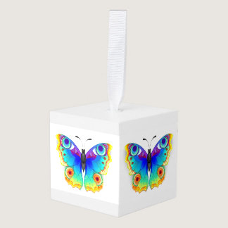 Rainbow Butterfly Peacock Eye Cube Ornament