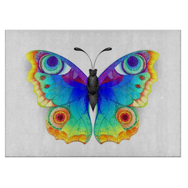 Rainbow Butterfly Peacock Eye Cutting Board (Front)