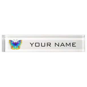 Rainbow Butterfly Peacock Eye Desk Name Plate