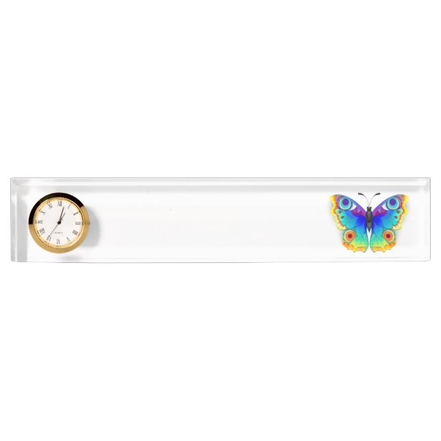 Rainbow Butterfly Peacock Eye Desk Name Plate (Front)