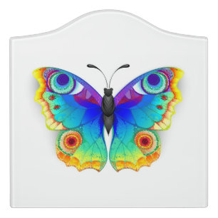 Rainbow Butterfly Peacock Eye Door Sign