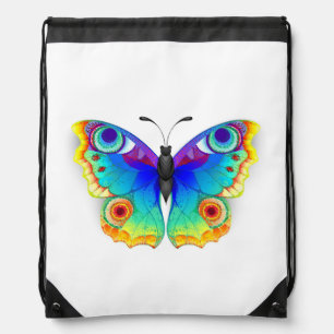Rainbow Butterfly Peacock Eye Drawstring Bag