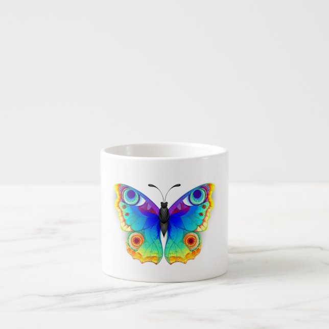Rainbow Butterfly Peacock Eye Espresso Cup (Front)