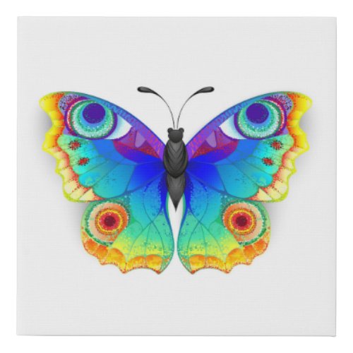 Rainbow Butterfly Peacock Eye Faux Canvas Print