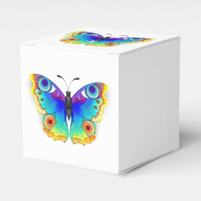 Rainbow Butterfly Peacock Eye Favor Boxes (Front Side)