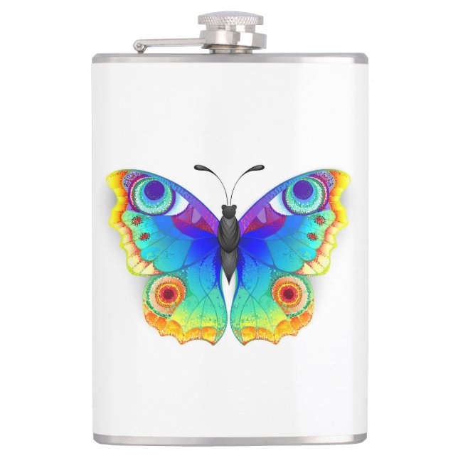 Rainbow Butterfly Peacock Eye Flask (Front)