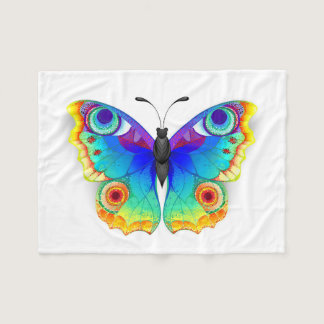 Rainbow Butterfly Peacock Eye Fleece Blanket