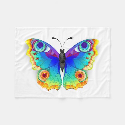 Rainbow Butterfly Peacock Eye Fleece Blanket