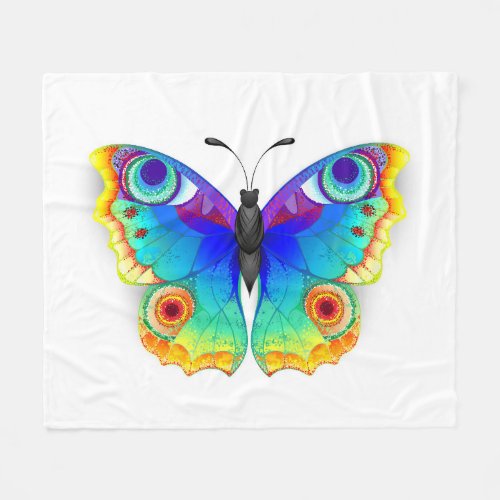 Rainbow Butterfly Peacock Eye Fleece Blanket