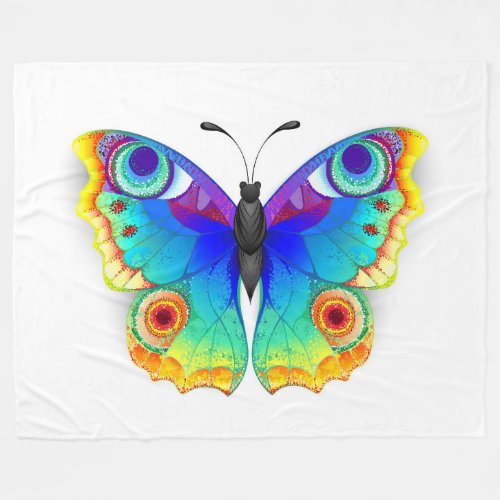 Rainbow Butterfly Peacock Eye Fleece Blanket